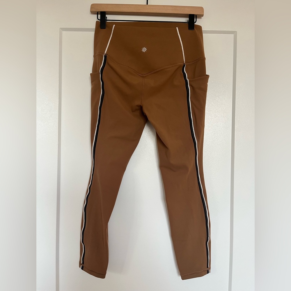 Athleta Salutation Stash Tipped Tight Brown Leggings M/P High Rise Pockets - Picture 4 of 11